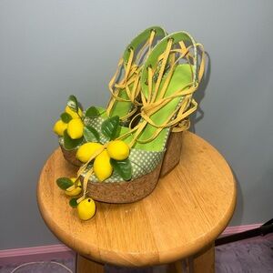 Sugar Thrillz Sour Hour Gingham Lemon Platform Heels